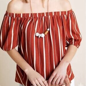 Anthropologie Elodie Off The Shoulder Top in Terracotta Stripe